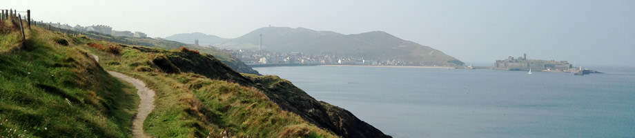 View towards Peel from the coastal path to the north